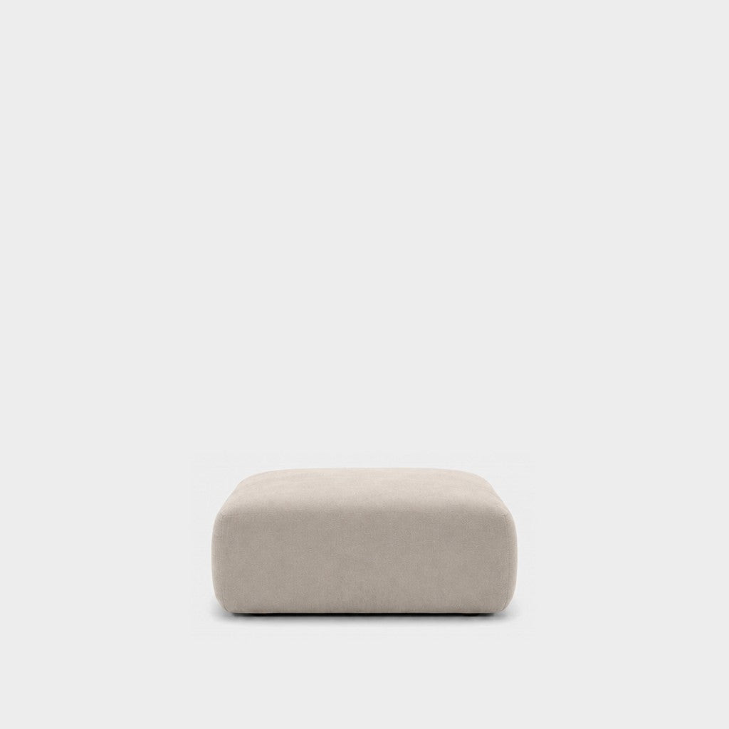 Petra footstool ottoman in Meg Shell 6D67, ivory velvet