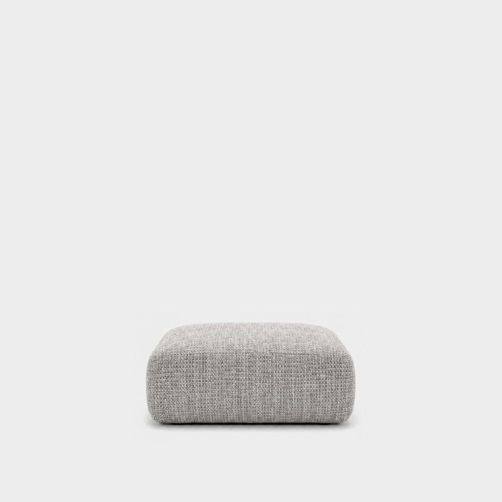 Petra footstool ottoman in Noha Mist 82Y1, light grey linen