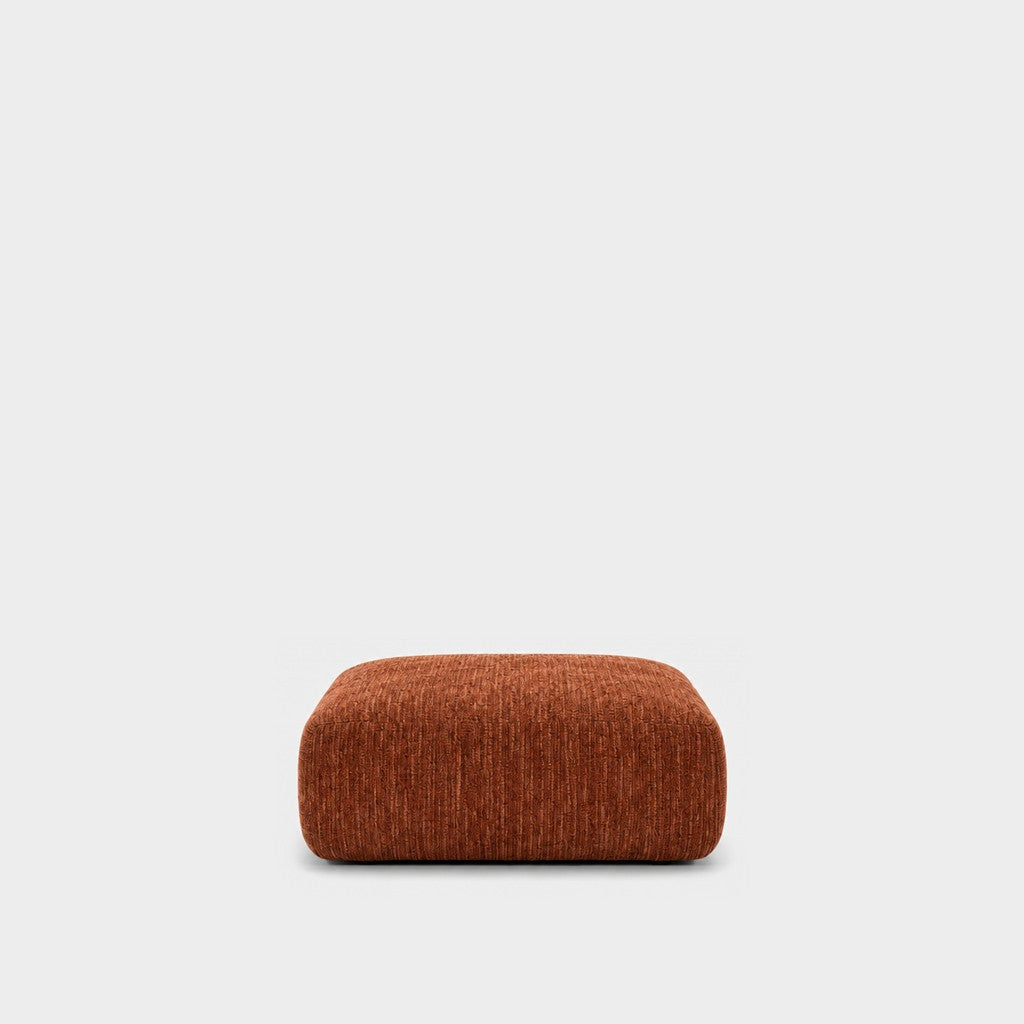 Petra footstool ottoman in Petra Rust 8068, rust orange chenille