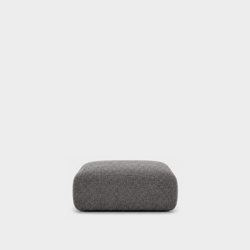 Petra footstool ottoman in Vista Charcoal 81HB, charcoal grey boucle