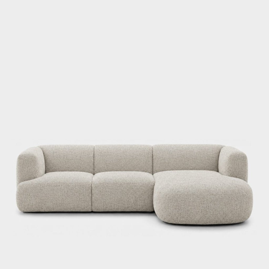 Petra L-shape modular sofa with chaise in A3609 Whisper White 7F41, off-white chenille