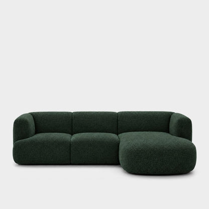Petra L-shape modular sofa with chaise in Antwerp Forest Green 80C8, forest green boucle