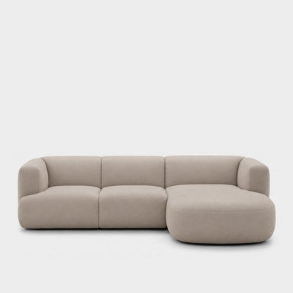 Petra L-shape modular sofa with chaise in Blake Beige 7211, beige PU vegan leather