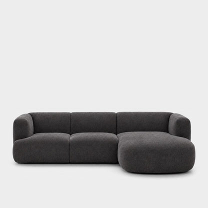 Petra L-shape modular sofa with chaise in Cheers Charcoal 7A03, charcoal grey chenille