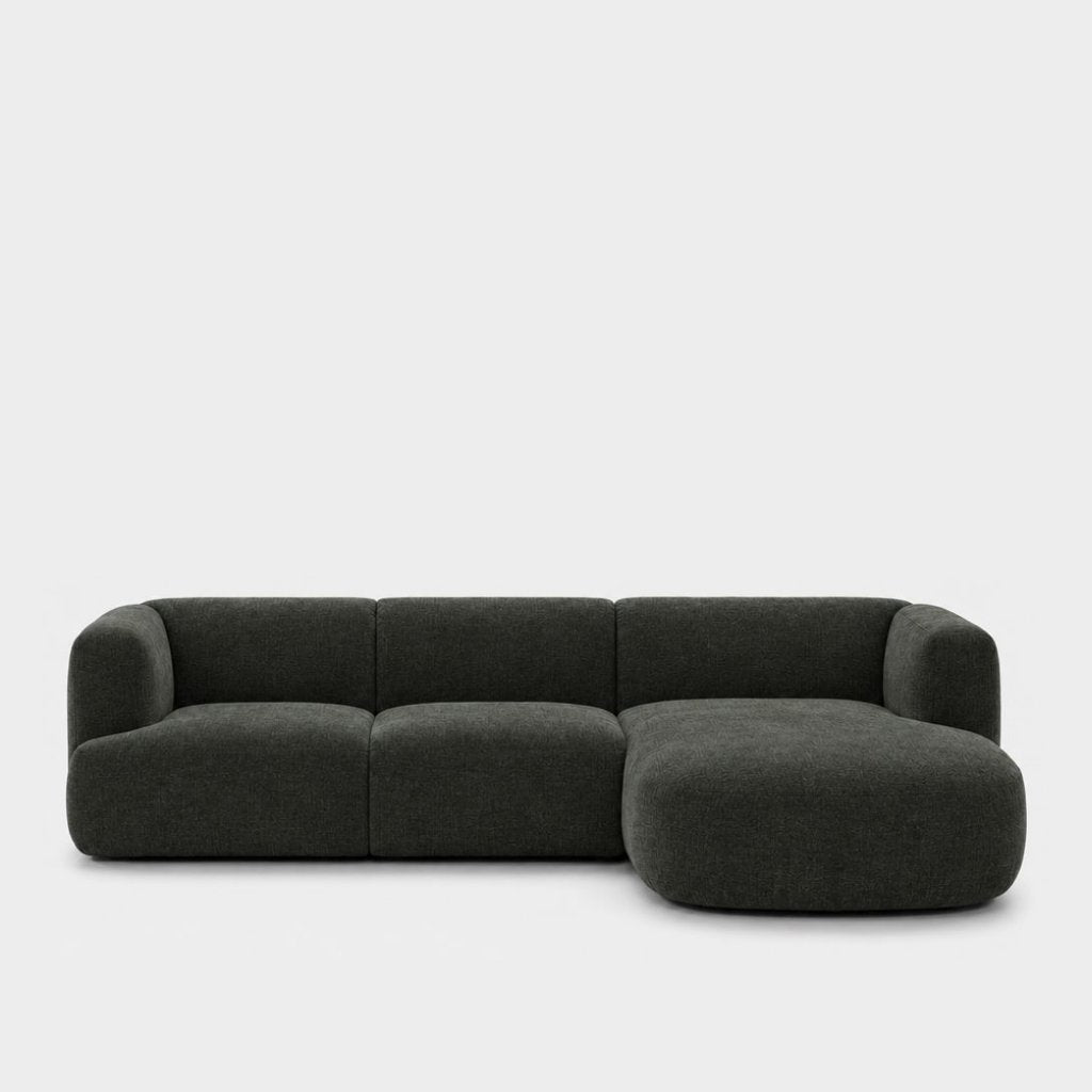 Petra L-shape modular sofa with chaise in Cheers Ivy 7A02, dark green chenille