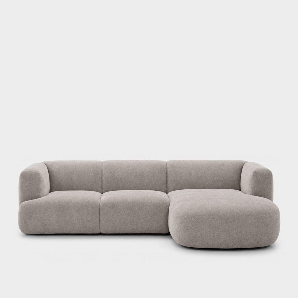 Petra L-shape modular sofa with chaise in Danny A Mist 6EQB, light grey chenille