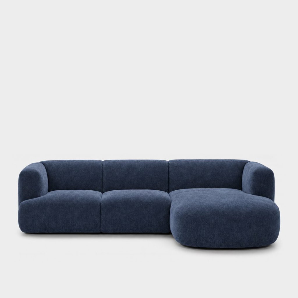 Petra L-shape modular sofa with chaise in Danny A Ocean Blue 6EQ6, navy blue chenille
