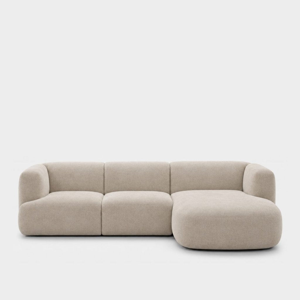 Petra L-shape modular sofa with chaise in Danny A Shell 6EQ2, off-white chenille