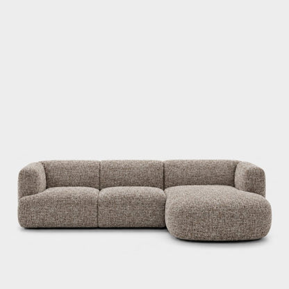 Petra L-shape modular sofa with chaise in Field Bisque 821B, mottled taupe linen
