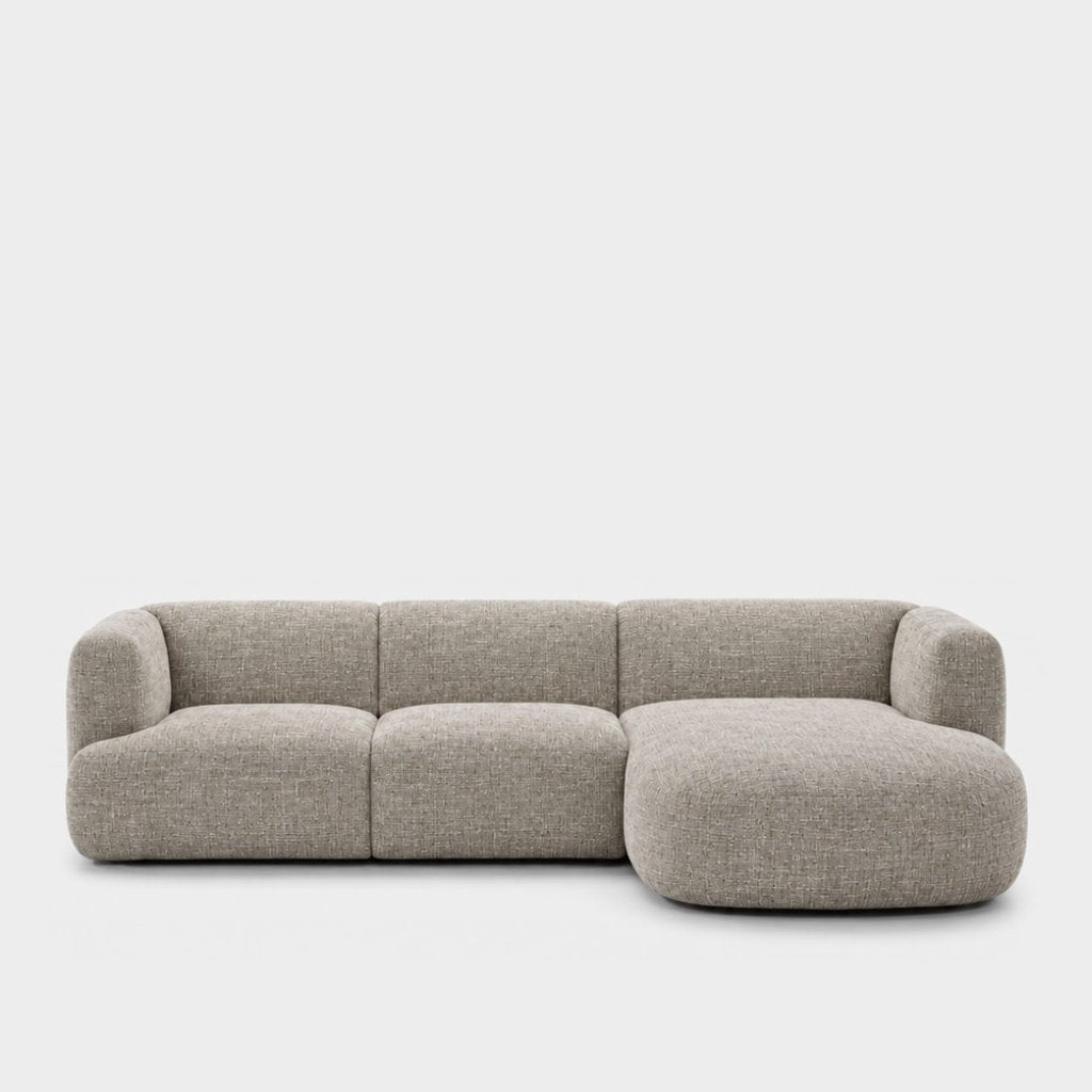 Petra L-shape modular sofa with chaise in Field Herb 8213, sage grey linen