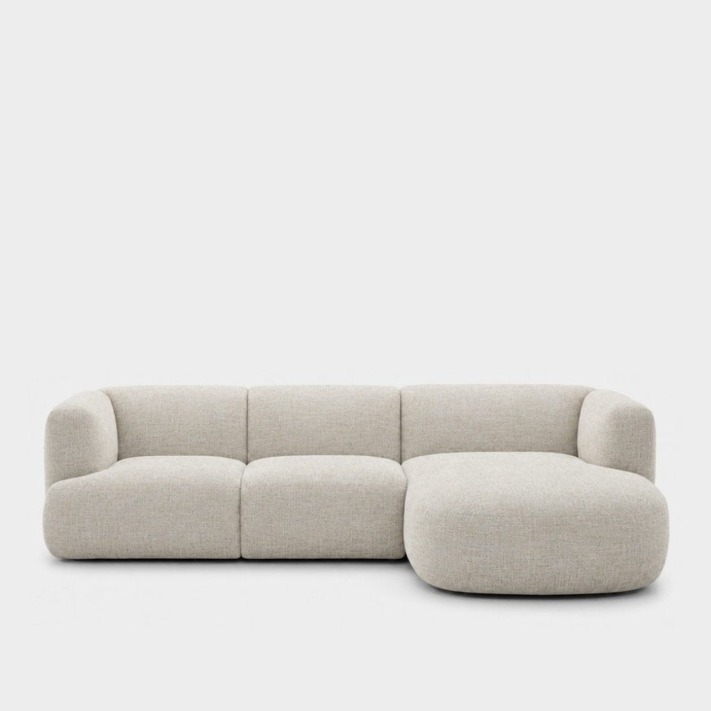 Petra L-shape modular sofa with chaise in Field Shell 8211, off-white linen