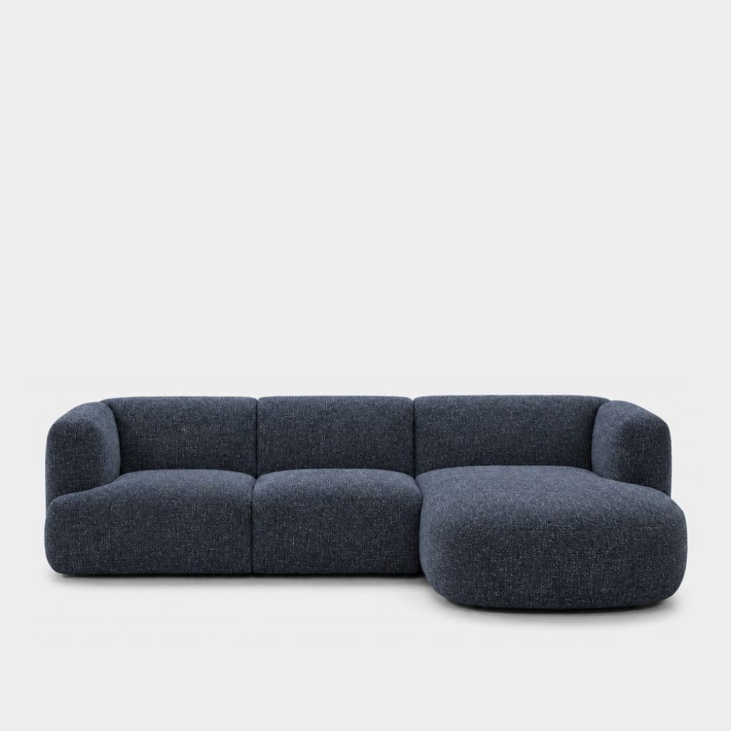 Petra L-shape modular sofa with chaise in Fig Indigo 82W5, navy blue chenille