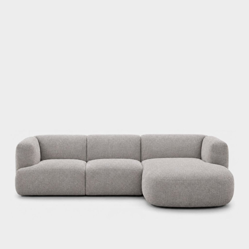 Petra L-shape modular sofa with chaise in Fig Silver 82W2, silver grey chenille