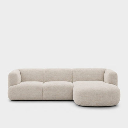 Petra L-shape modular sofa with chaise in Glowy Cream 81N1, cream linen