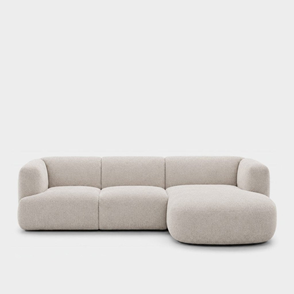 Petra L-shape modular sofa with chaise in Judy Pearl 7A71, off-white chenille