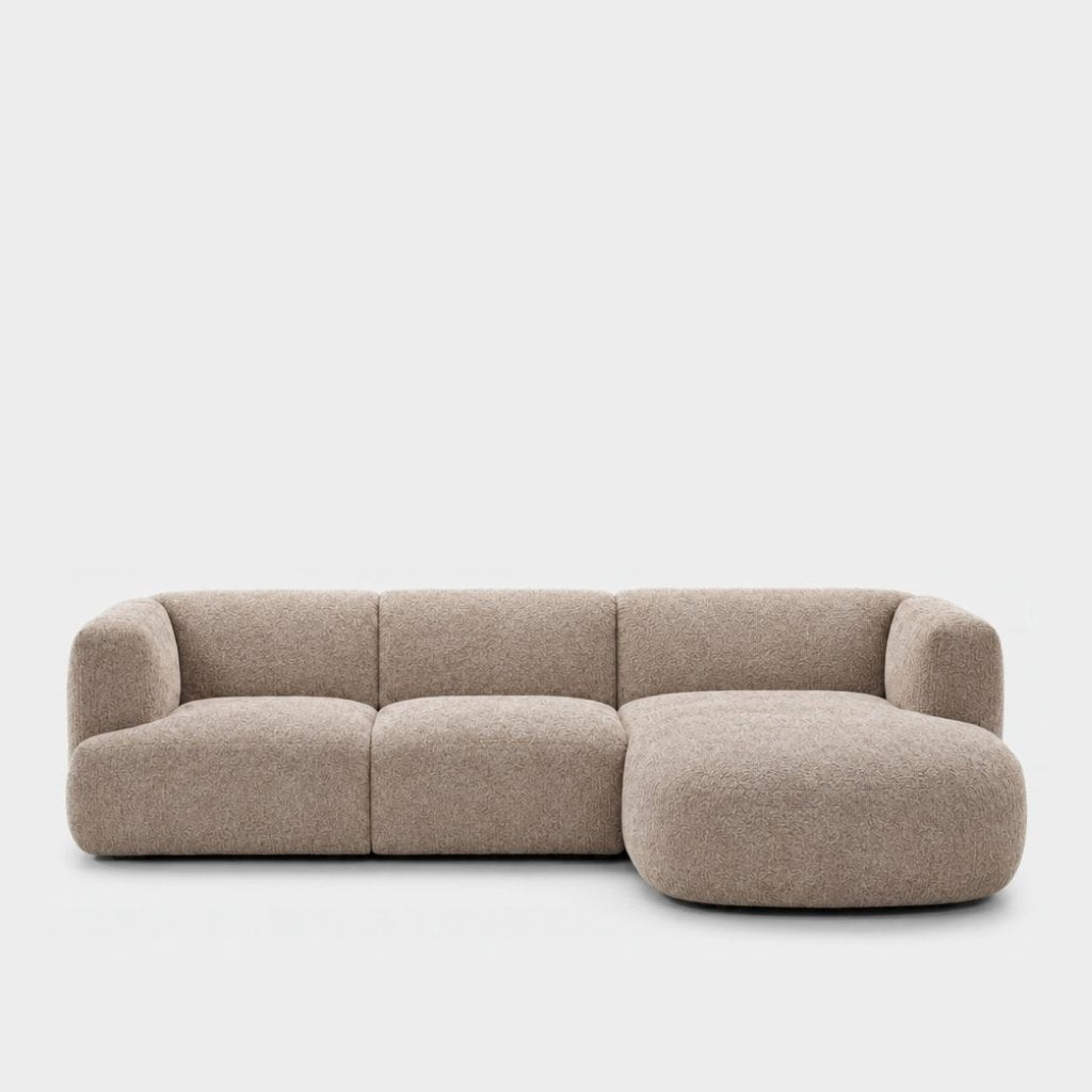 Petra L-shape modular sofa with chaise in Judy Shell 7A73, light beige chenille