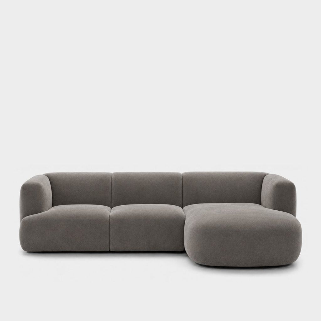 Petra L-shape modular sofa with chaise in Meg Mist Grey 6D69, mist grey velvet