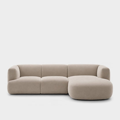 Petra L-shape modular sofa with chaise in Meg Shell 6D67, ivory velvet