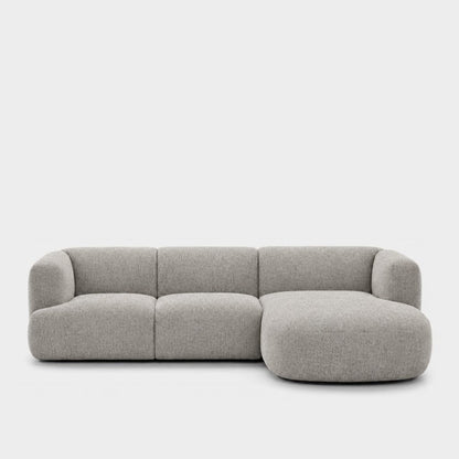 Petra L-shape modular sofa with chaise in Noha Mist 82Y1, light grey linen