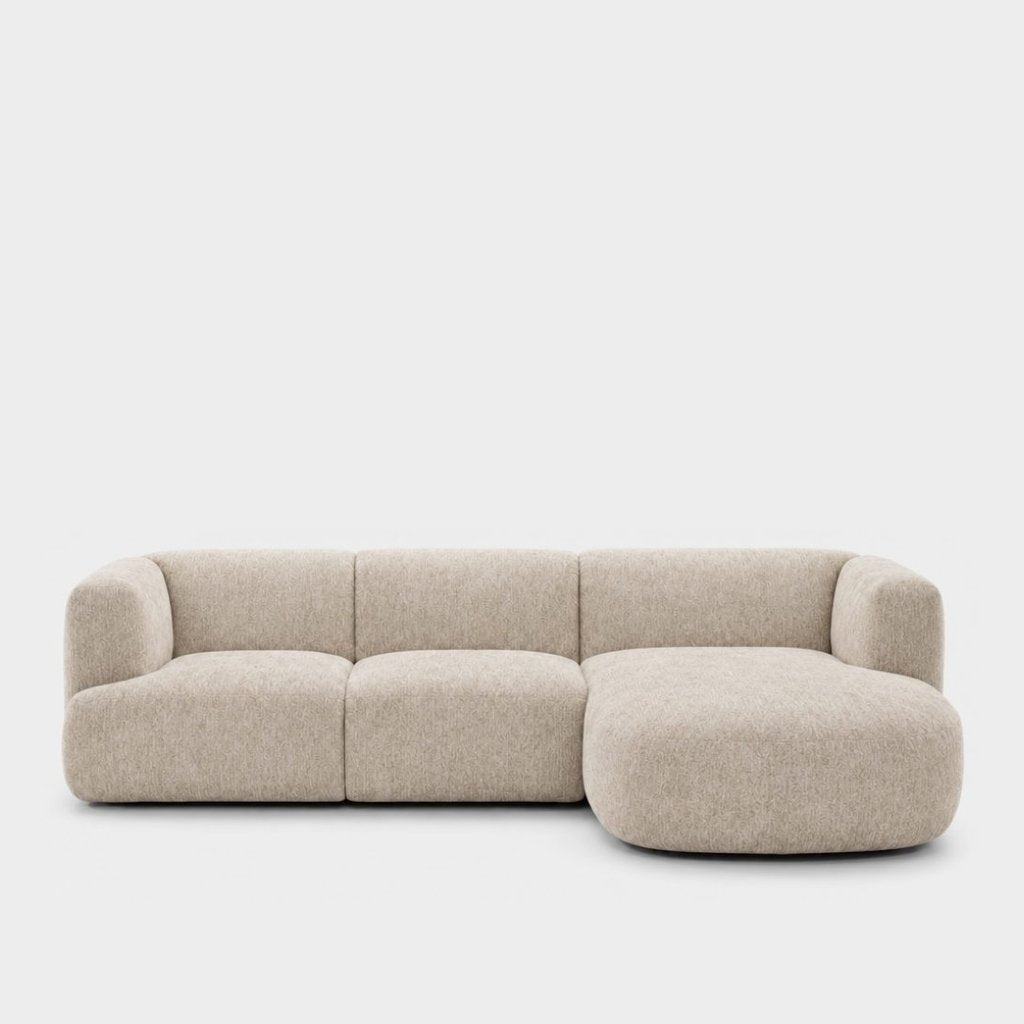 Petra L-shape modular sofa with chaise in Petra Cream 8063, cream chenille