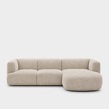 Petra L-shape modular sofa with chaise in Petra Cream 8063, cream chenille