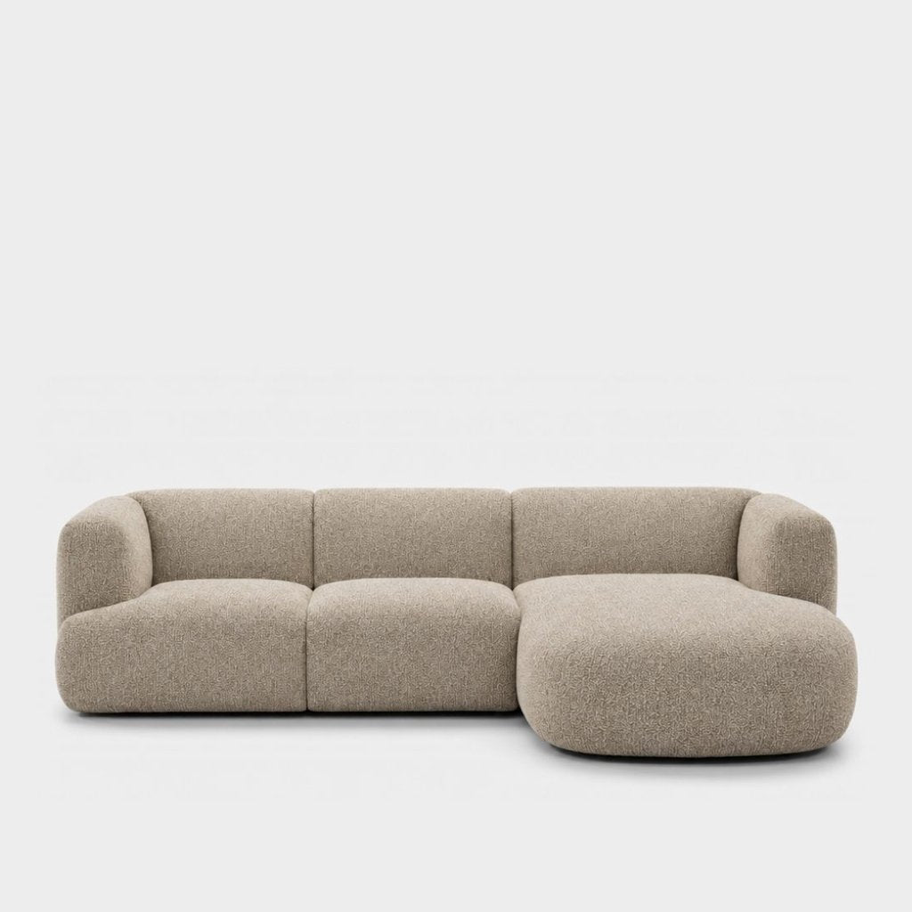 Petra L-shape modular sofa with chaise in Rhythm Beige 81R5, beige boucle