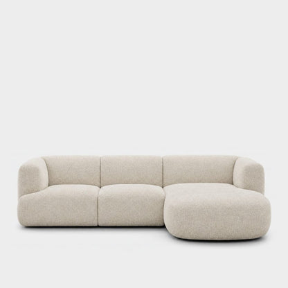 Petra L-shape modular sofa with chaise in Rhythm Ecru 81R1, ecru boucle