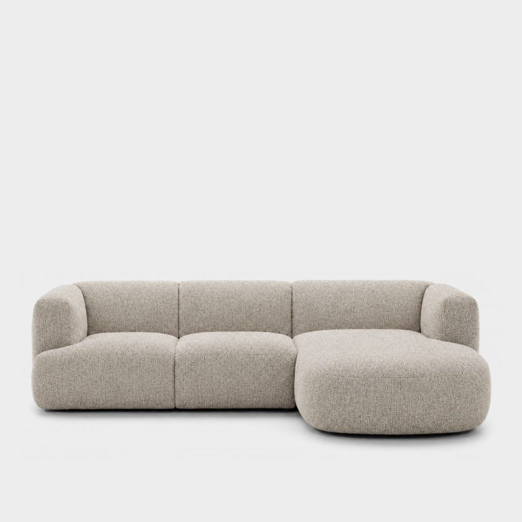 Petra L-shape modular sofa with chaise in Rhythm Natural 81R7, natural beige boucle