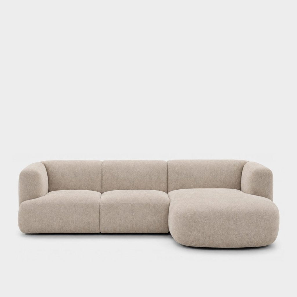 Petra L-shape modular sofa with chaise in Top Shell 81G1, off-white chenille