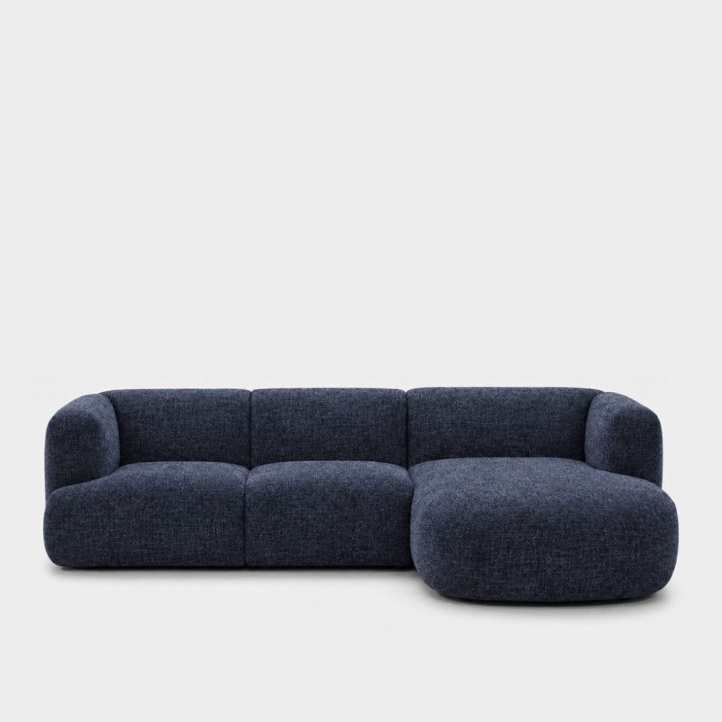 Petra L-shape modular sofa with chaise in Wandy Indigo 8081, navy blue chenille