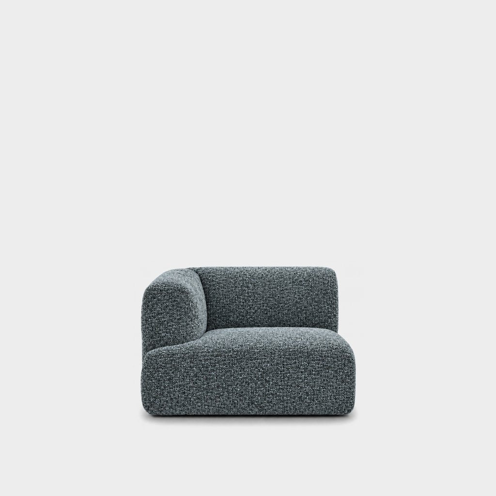 Petra one-arm seat module with left arm in 2738 Sea 7F63, teal grey chenille