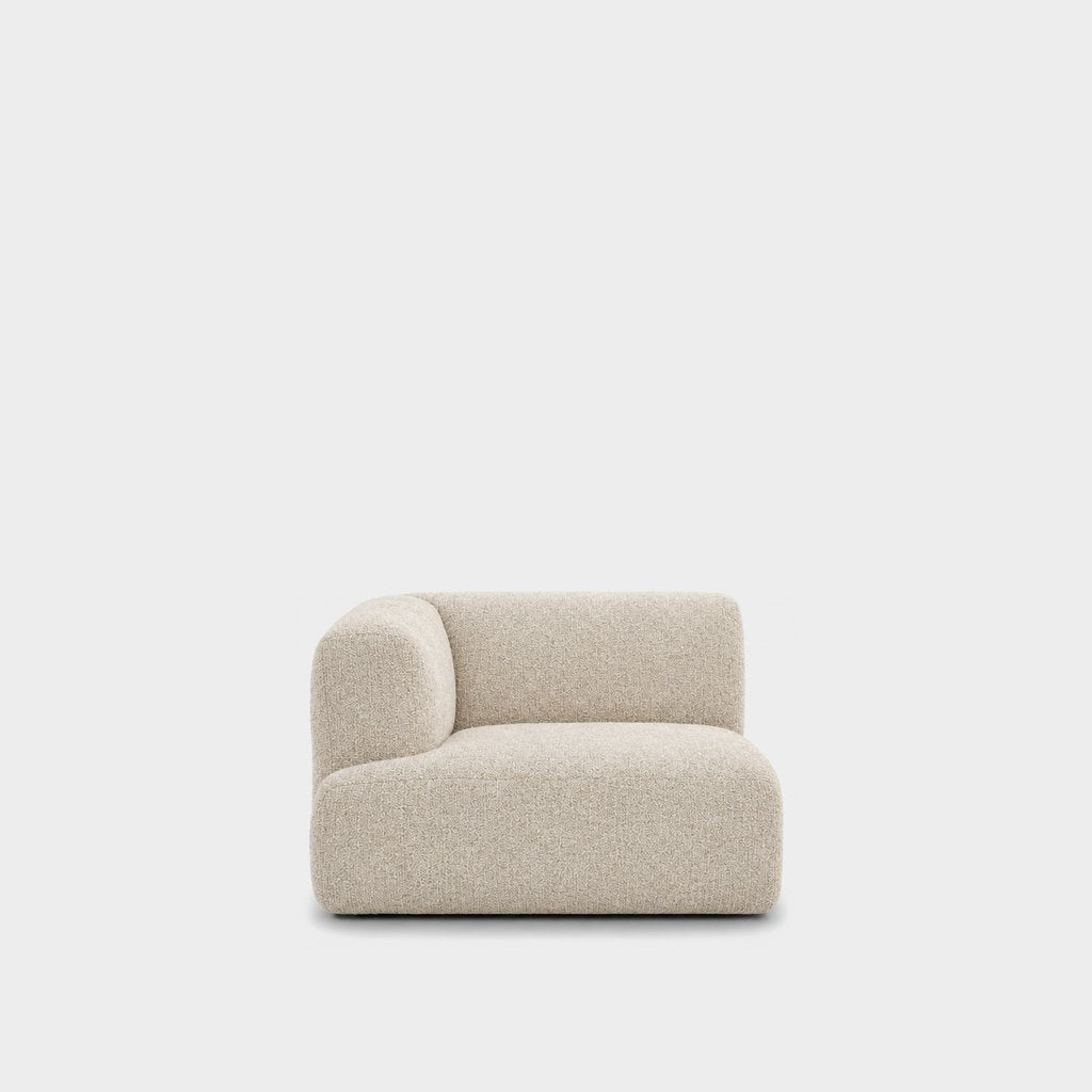 Petra one-arm seat module with left arm in Amisha Shell 6JS4, light beige boucle
