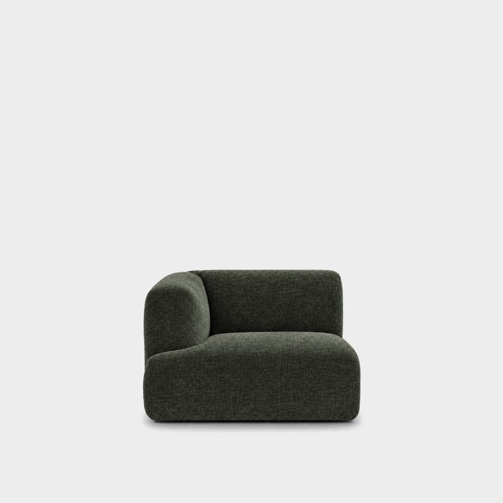 Petra one-arm seat module with left arm in Cheers Ivy 7A02, dark green chenille