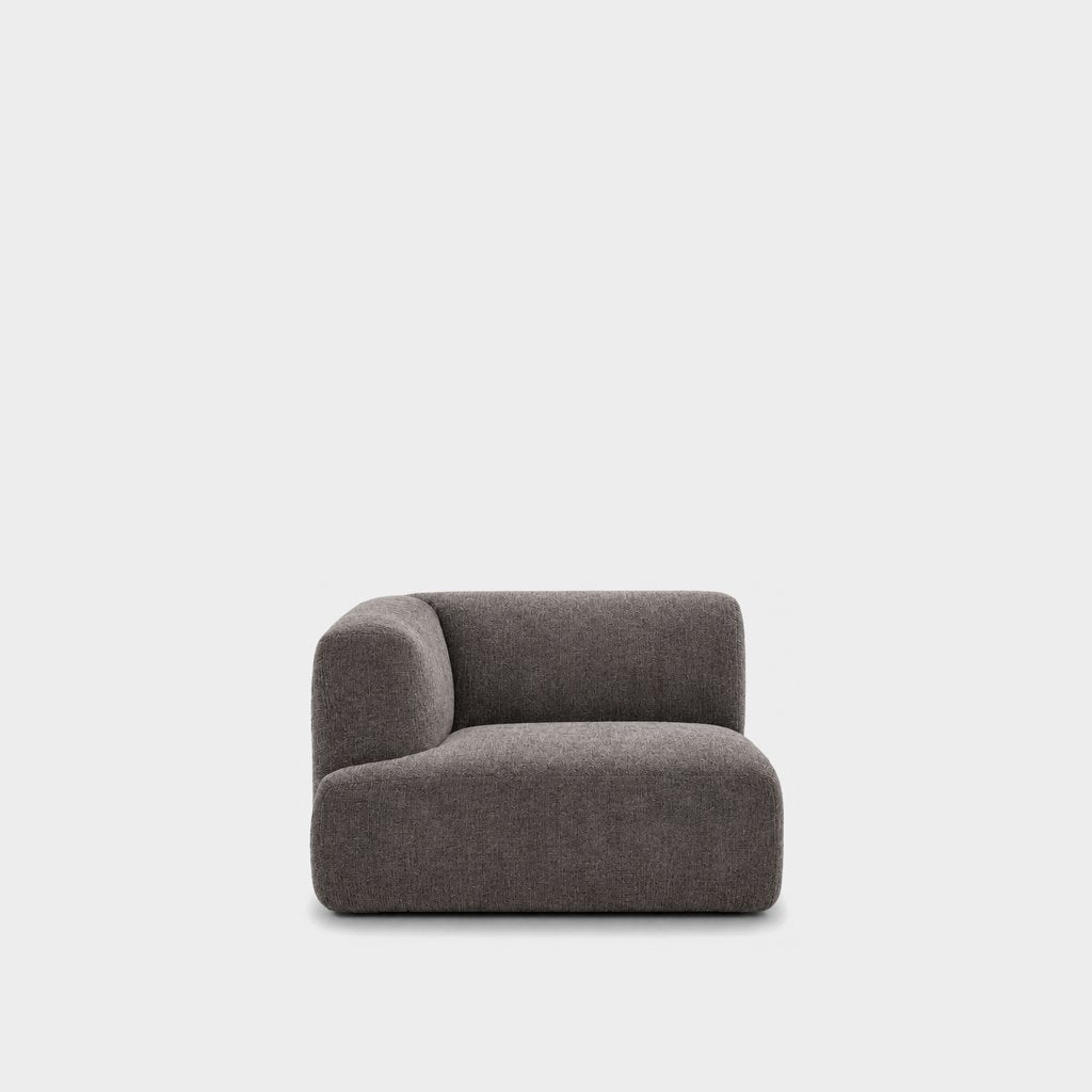 Petra one-arm seat module with left arm in Danny A Graphite 6EQL, graphite grey chenille