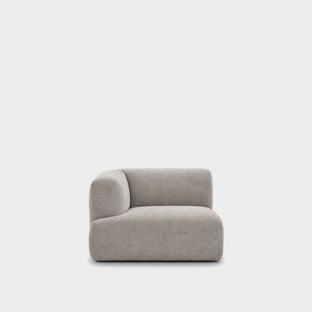 Petra one-arm seat module with left arm in Danny A Mist 6EQB, light grey chenille