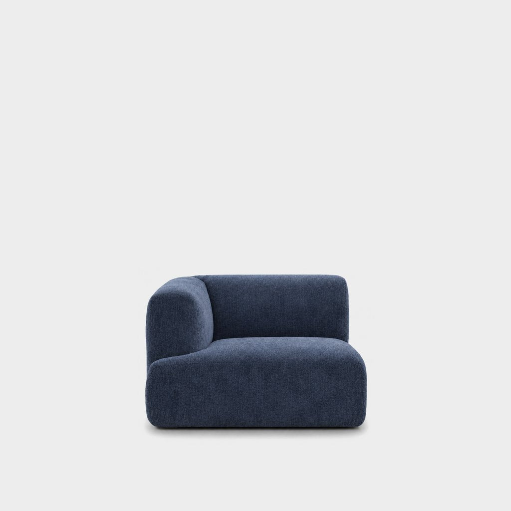 Petra one-arm seat module with left arm in Danny A Ocean Blue 6EQ6, navy blue chenille
