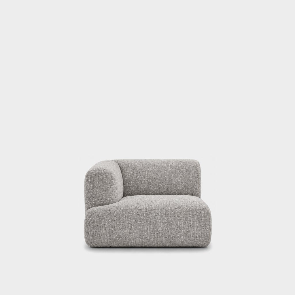 Petra one-arm seat module with left arm in Fig Silver 82W2, silver grey chenille