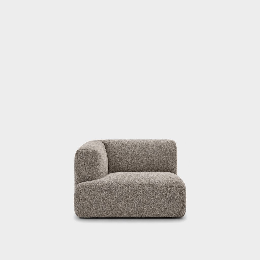Petra one-arm seat module with left arm in Judy Nickle 7A7D, grey chenille