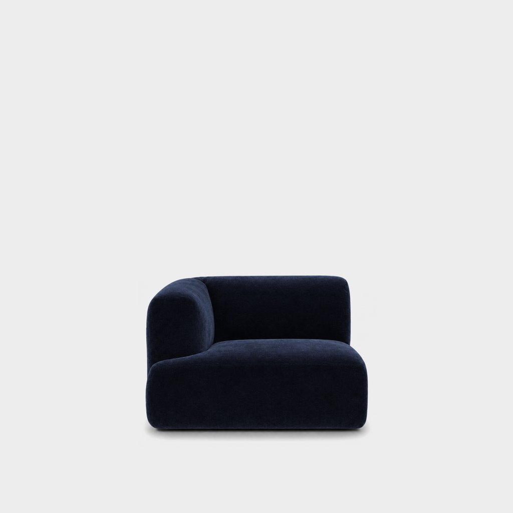 Petra one-arm seat module with left arm in Meg Indigo 6D65, midnight blue velvet