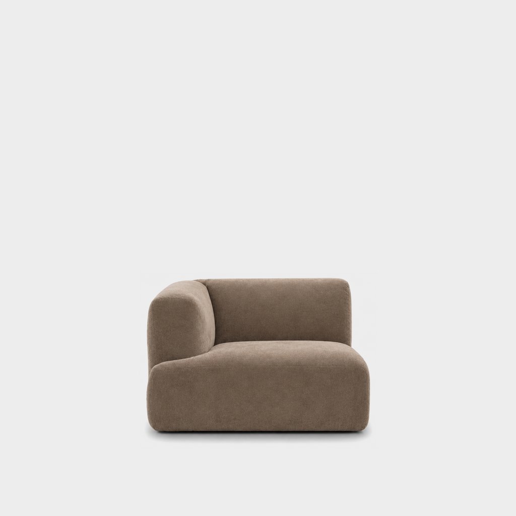 Petra one-arm seat module with left arm in Meg Khaki 6D62, khaki brown velvet