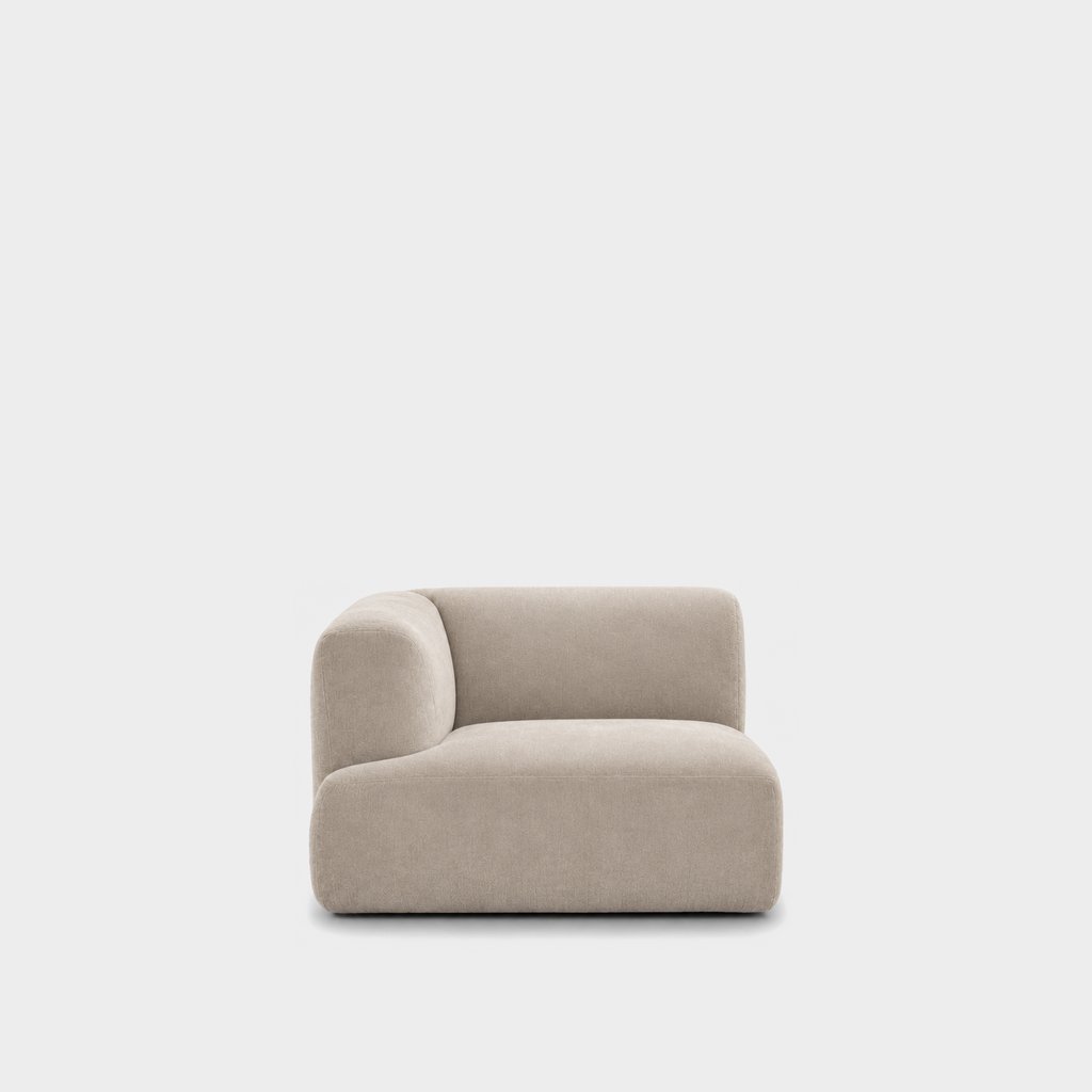 Petra one-arm seat module with left arm in Meg Shell 6D67, ivory velvet