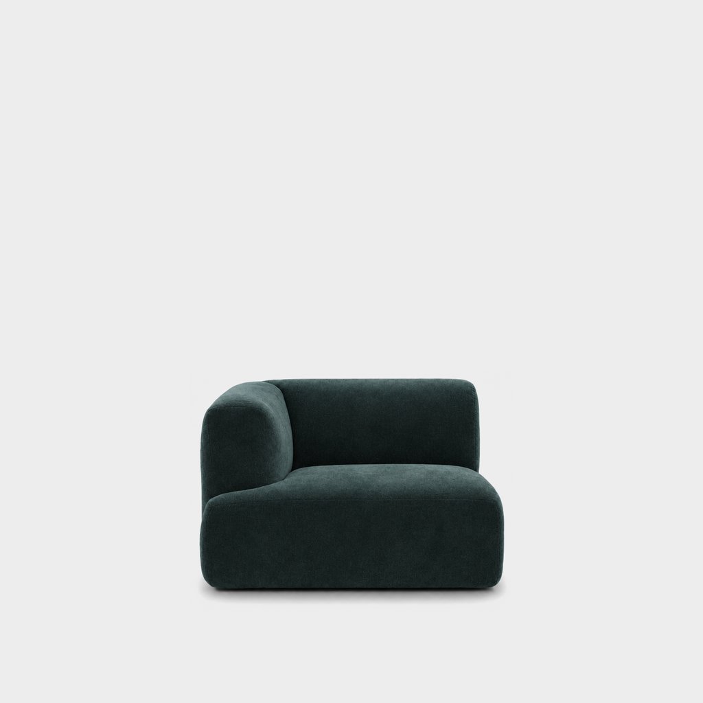 Petra one-arm seat module with left arm in Meg Teal 6D6C, dark teal velvet