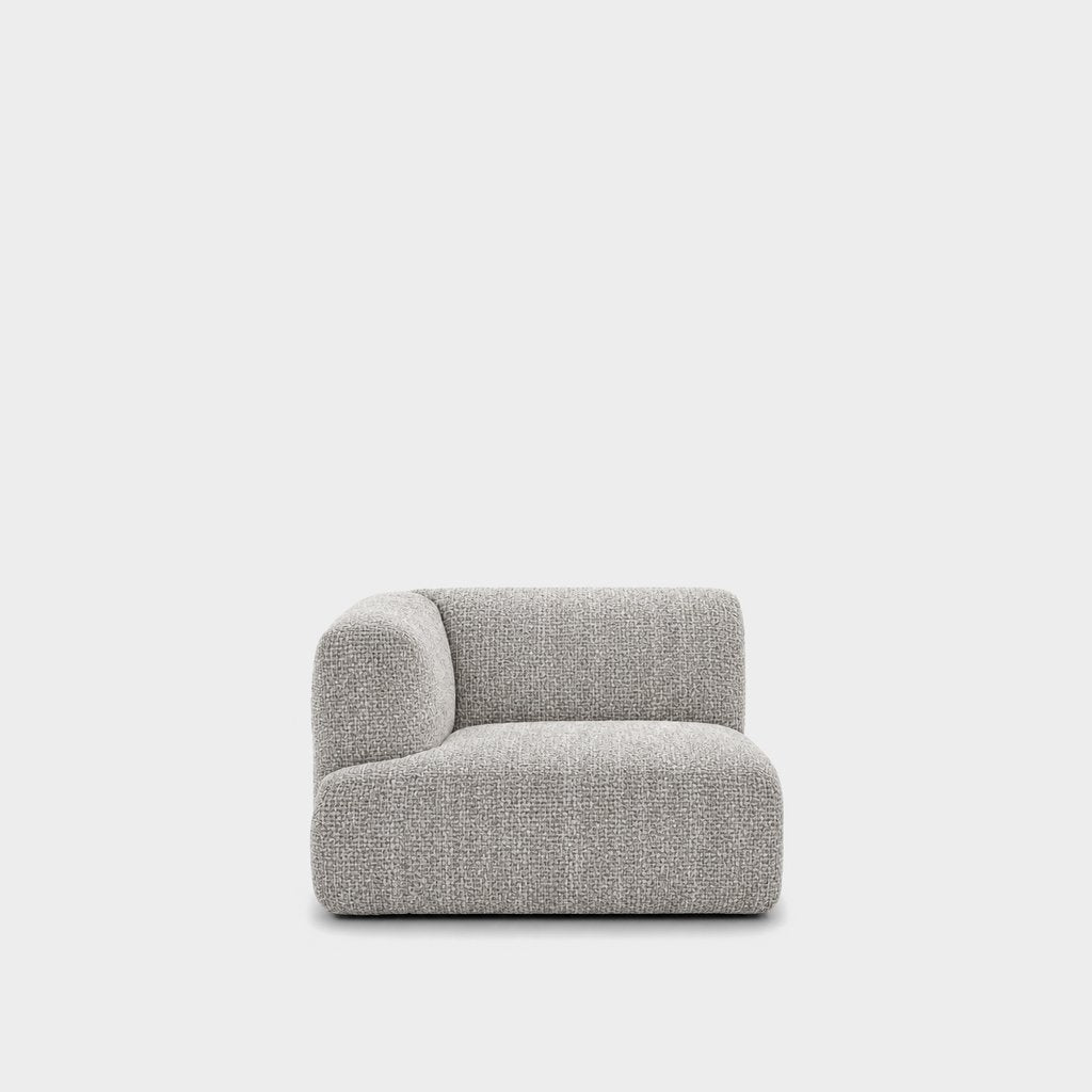 Petra one-arm seat module with left arm in Noha Mist 82Y1, light grey linen