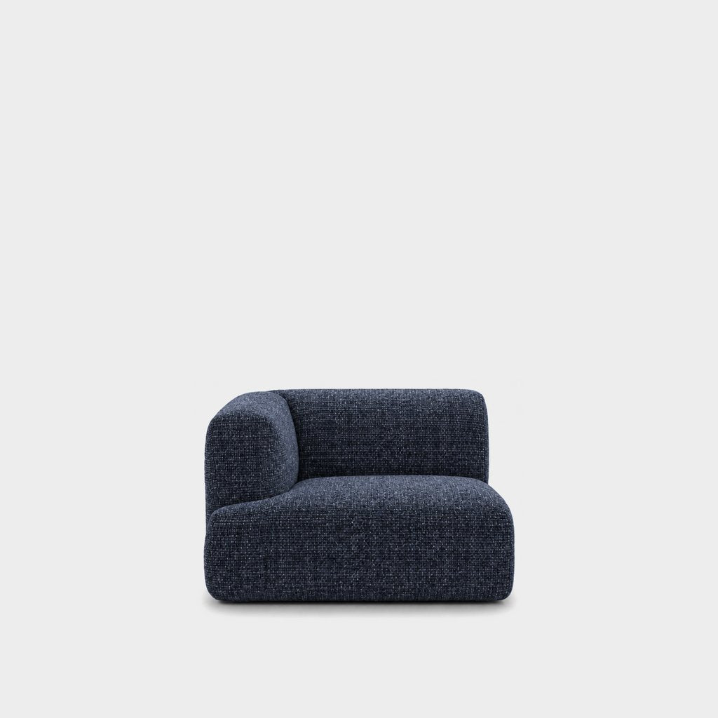Petra one-arm seat module with left arm in Wandy Indigo 8081, navy blue chenille