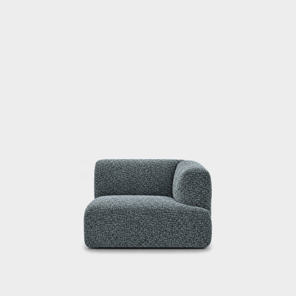 Petra one-arm seat module with right arm in 2738 Sea 7F63, teal grey chenille
