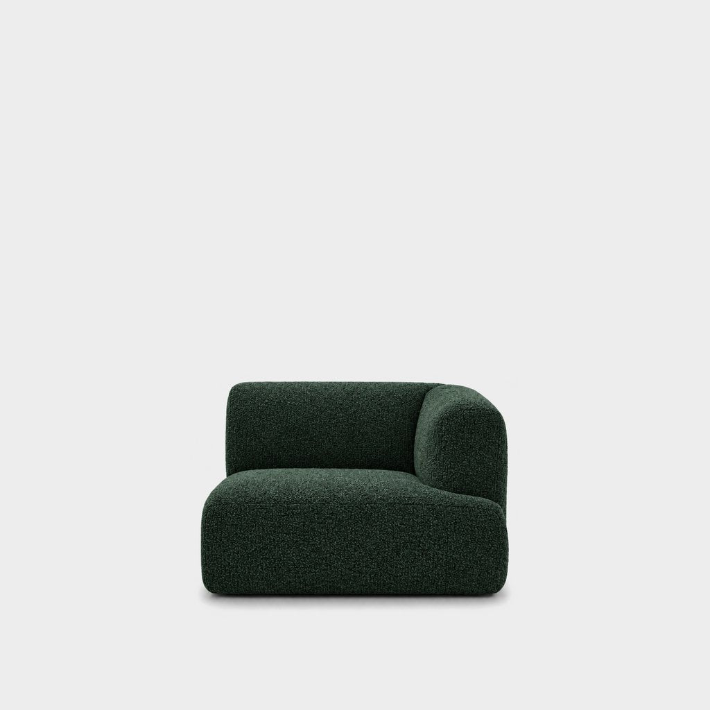 Petra one-arm seat module with right arm in Antwerp Forest Green 80C8, forest green boucle