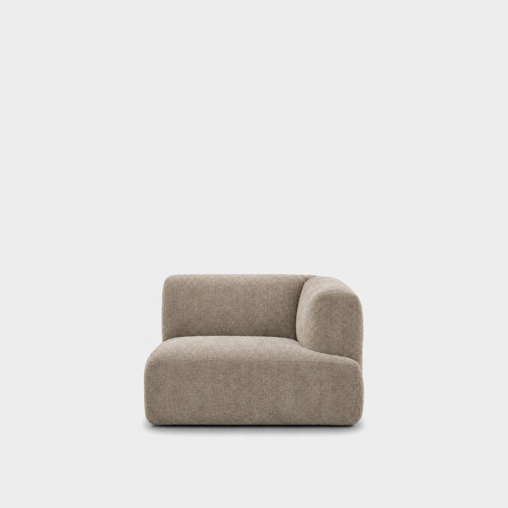 Petra one-arm seat module with right arm in Azures Khaki 6L85, beige chenille
