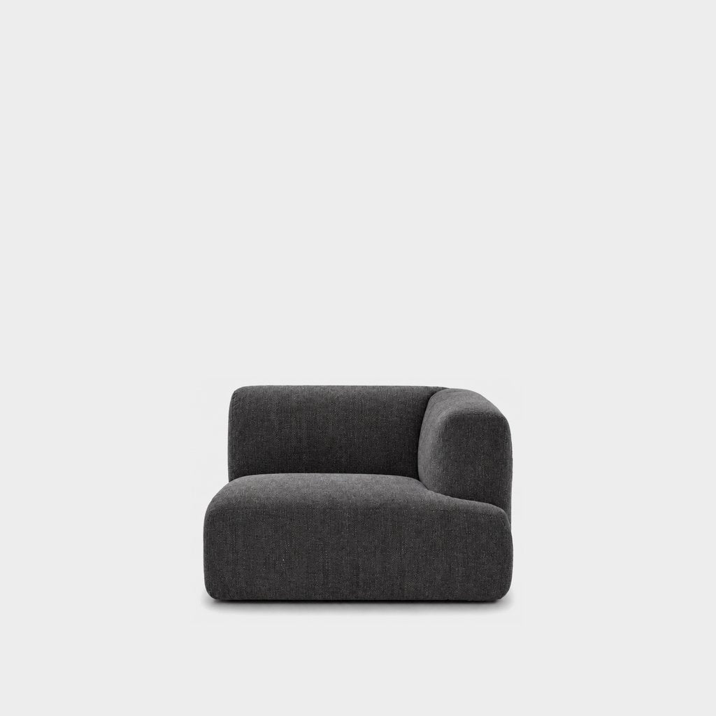 Petra one-arm seat module with right arm in Cheers Charcoal 7A03, charcoal grey chenille