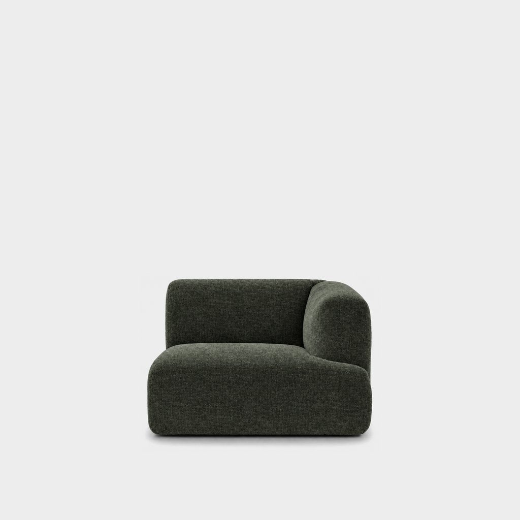 Petra one-arm seat module with right arm in Cheers Ivy 7A02, dark green chenille