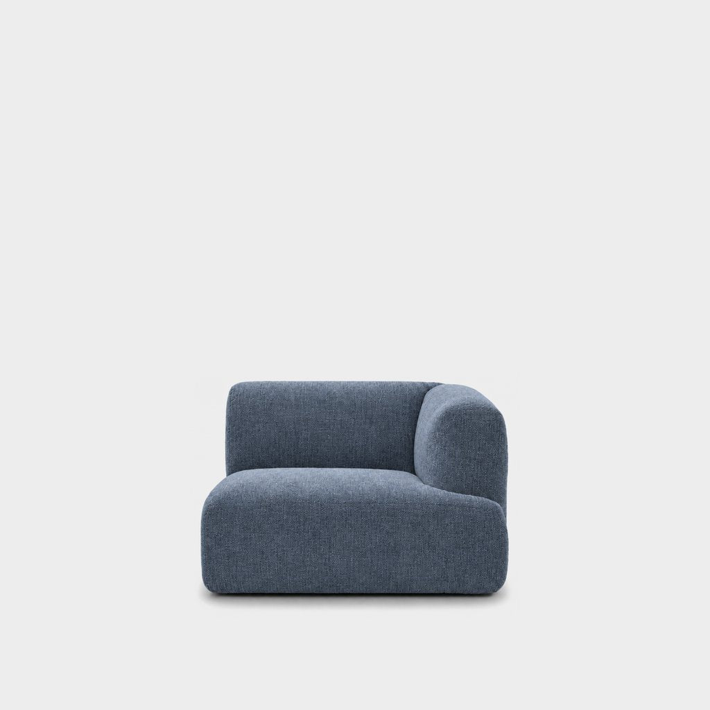 Petra one-arm seat module with right arm in Cheers Ocean Blue 7A05, dusty blue chenille